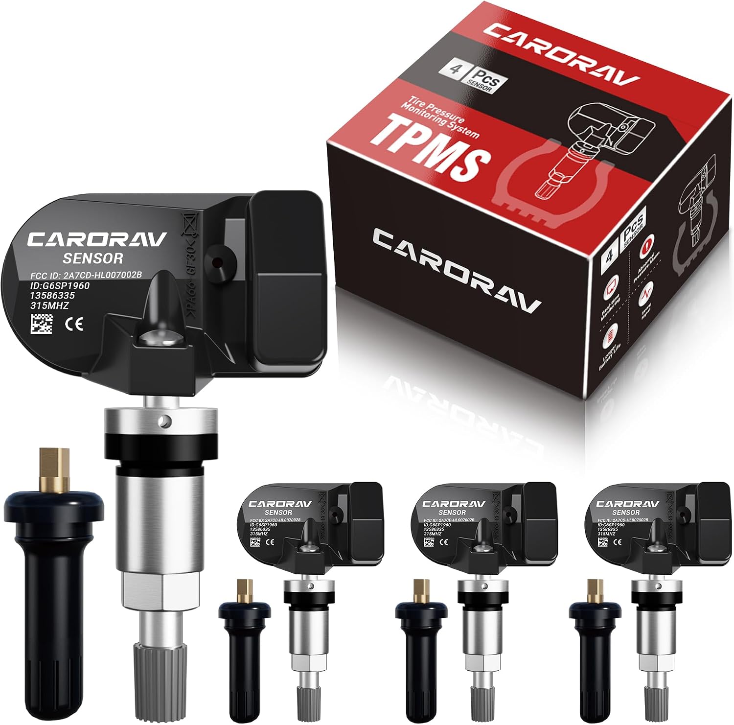 CARORAV Universal TPMS Sensor 4 Pack